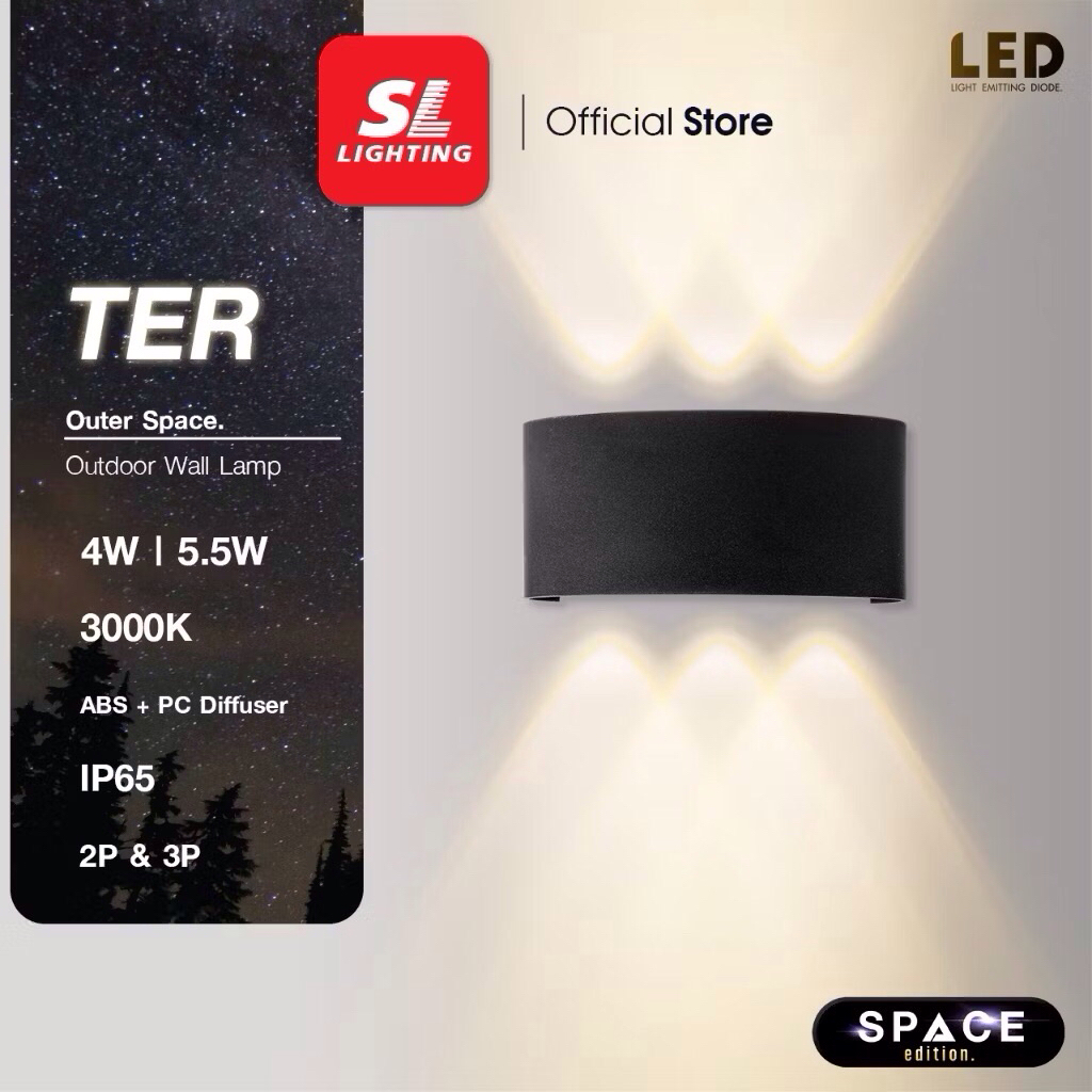 Outer Space โคมไฟติดผนังภายนอก LED 4W & 5.5W & 8W 3000K วัสดุ ABS รุ่น TER-06 (2P,3P,4P)