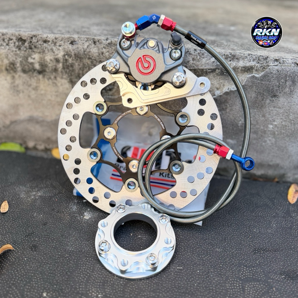 เซทเบรคหน้าครบชุด✅W125R/S/บังลม/W100Sยูบ็อค/SONIC/W100 ปั้มปักข้างเทาแดง)+จาน220MM.+สเปเซอร์+น็อตเลสทั้งหมด10ตัว+สายSWIT