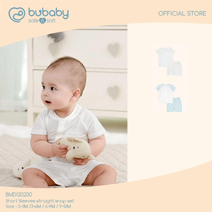 BU BABY เซ็ทเสื้อแขนสั้น ผลิตจากใยยูคาลิปตัสนุ่มพิเศษ เสื้อ+กางเกง Short Sleeves Modal Set 0-12M BMD130200