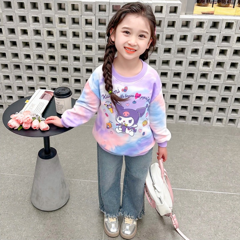 เสื้อกันหนาว ลายการ์ตูนน่ารัก สีมัดย้อม แฟชั่นฤดูใบไม้ผลิ และฤดูใบไม้ร่วง สําหรับเด็กผู้หญิง ราคา ถูกที่สุด ดีลบีเคเค แกลเลอรีภาพที่ 5