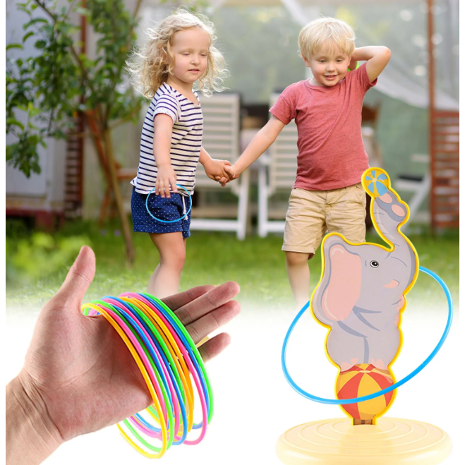 ของเล่นโยนห่วงลายยีราฟและช้าง (Giraffe ring toss game) สินค้าพร้อมส่ง