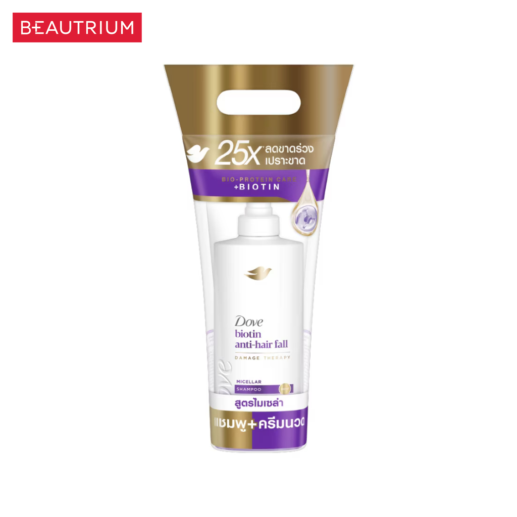 DOVE Micellar Biotin Anti-Hair Fall Shampoo+Conditioner เซ็ตแชมพูและครีมนวดผม 360ml, 330ml ราคา ถูกที่สุด ดีลบีเคเค แกลเลอรีภาพที่ 3