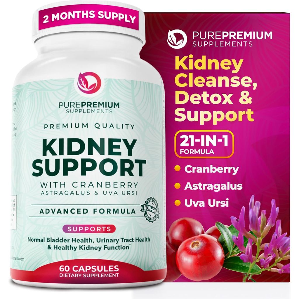 60 แคปซูล อาหารเสริมบำรุงไต เพื่อคุณภาพไตที่ดี Kidney Cleanse + Kidney Support  by PurePremium Supplements