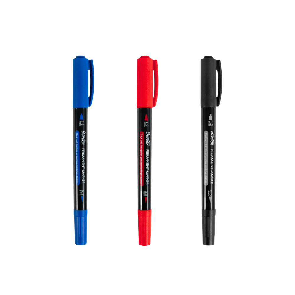 Bantex ปากกาเคมี ปากกามาร์กเกอร์ กันน้ำ ใช้ได้ทั้งกระดาษและพลาสติก หัว 0.5mm 1.2mm Permanent Marker
