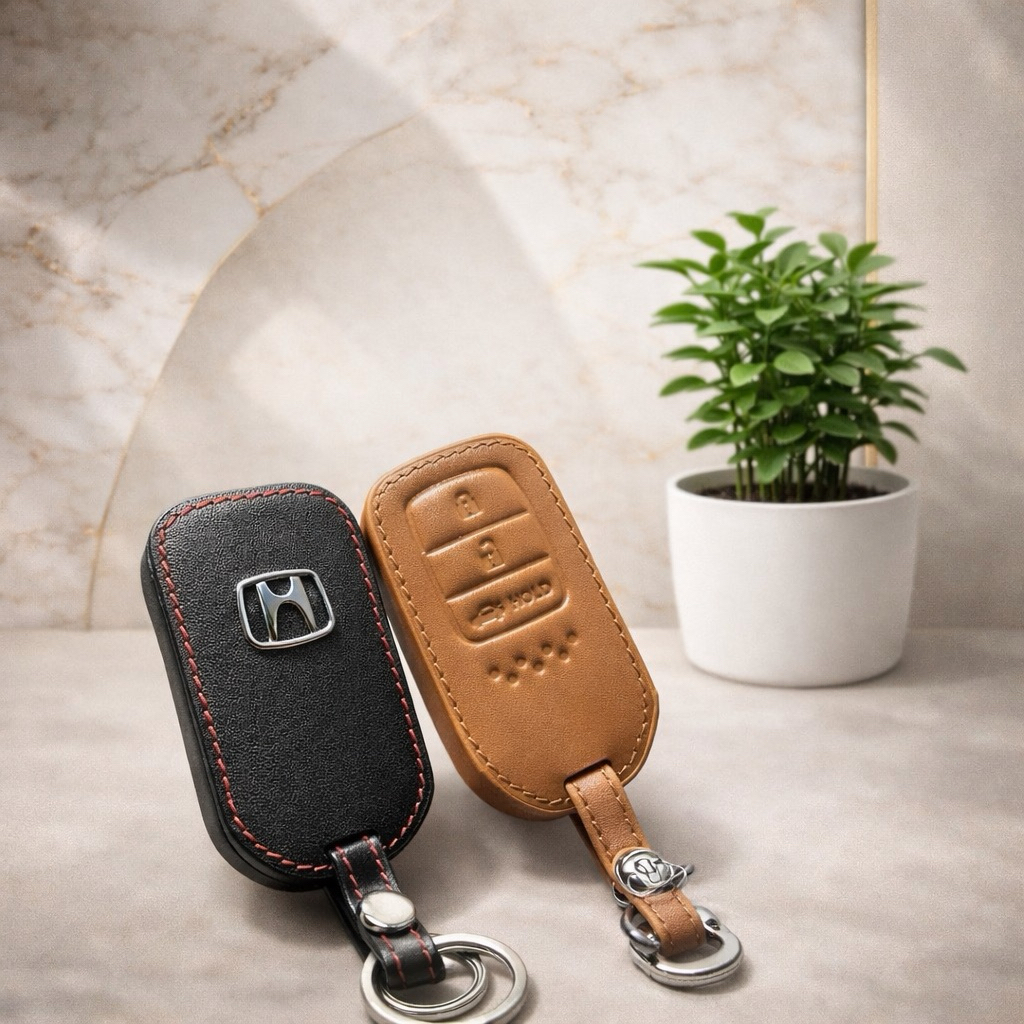 ซองหนังแท้ ใส่กุญแจรีโมทรถยนต์ รุ่นหนังนิ่มโลโก้ H-เงิน All-new Honda CR-V G5,City 2017-22 Smart Key 3 ปุ่ม - รูปที่ 2