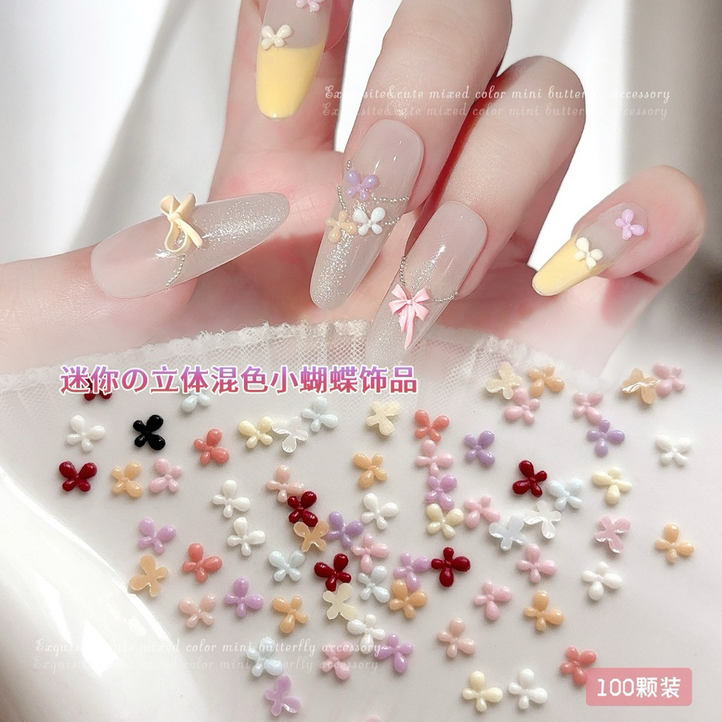 อะไหล่ติดเล็บ ตกแต่งหน้าเล็บ DIY ได้ตามใจชอบ 100 ชิ้น/ห่อ สินค้าพร้อมส่ง