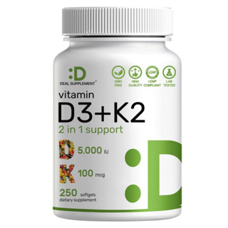 DEAL SUPPLEMENT Vitamin D3 5,000 IU + K2, 250 softgels,ช่วยด…