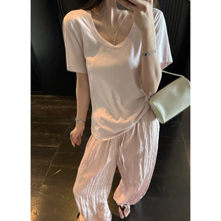 📍พร้อมส่ง📍8979 เสื้อคอยู แขนสั้น เนื้อผ้ายืดหยุ่นได้เยอะ งานสวย TAG:WG.WE 🇰🇷