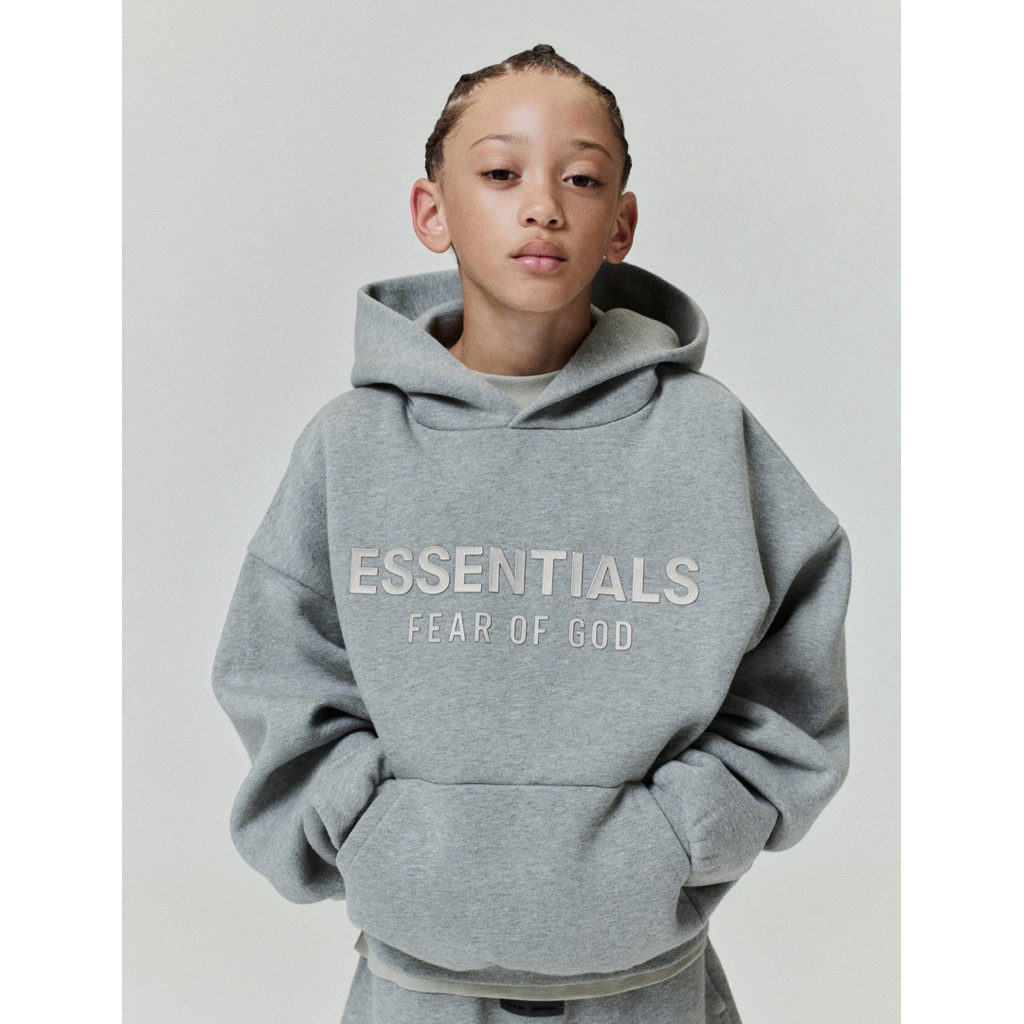 🔥พร้อมส่ง🔥แท้ 100% Essentials Kids Fleece Hoodie / Concrete Heather
