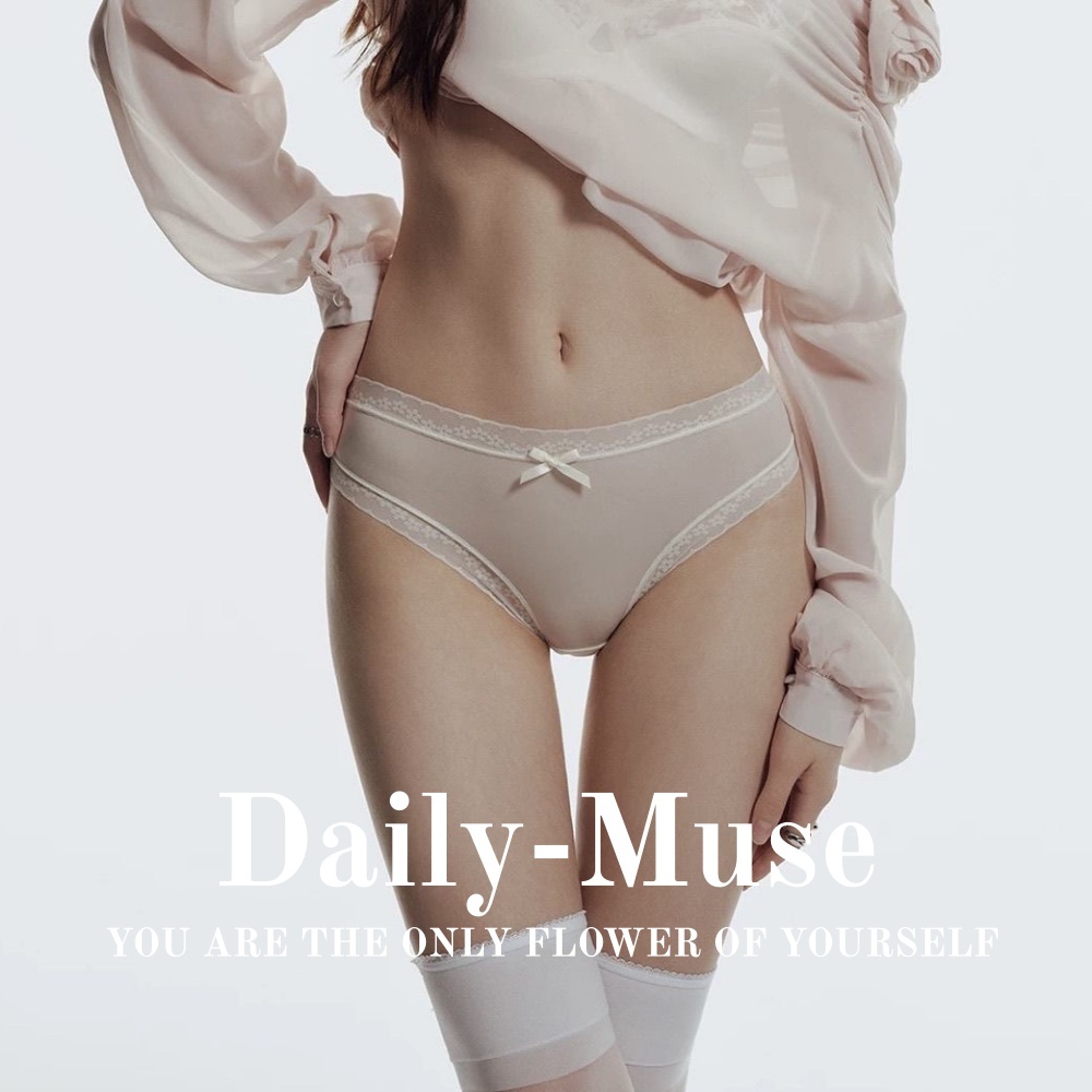 Daily-Muse กางเกงชั้นในผ้าไหมน้ำแข็งเซ็กซี่ ระบายอากาศได้ดีและสวมใส่สบาย ผลิตจากผ้าฝ้ายแท้เนื้อนุ่ม เอวกลาง