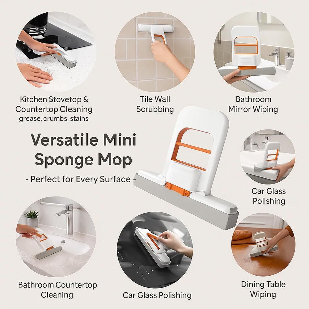 ไม้ถูพื้นขนาดเล็ก ฟองน้ำถูโต๊ะขนาดเล็ก ดีไซน์สร้างสรรค์ ฟองน้ำดูดซับน้ำได้ดี เหมาะสำหรับทำความสะอาดพื้นหินอ่อนและกระเบื้ - รูปที่ 2