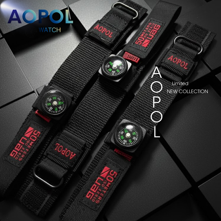 สายแฟชั่นแบรนด์ AOPOL ที่ได้รับความนิยมสายผ้าไนลอนสไตล์นาโตและมีเข็มทิศ
