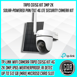 TP-LINK Tapo C615G KIT 2K 3MP Solar-Powered Pan/Tilt 4G LTE Security Camera Kit [รับประกัน 1 ปี]