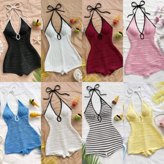 ✅PRE-ORDER 7-10 วัน✅ Soleia ชุดจั๊มสูท ขาสั้น สายเดี่ยว คอวี…