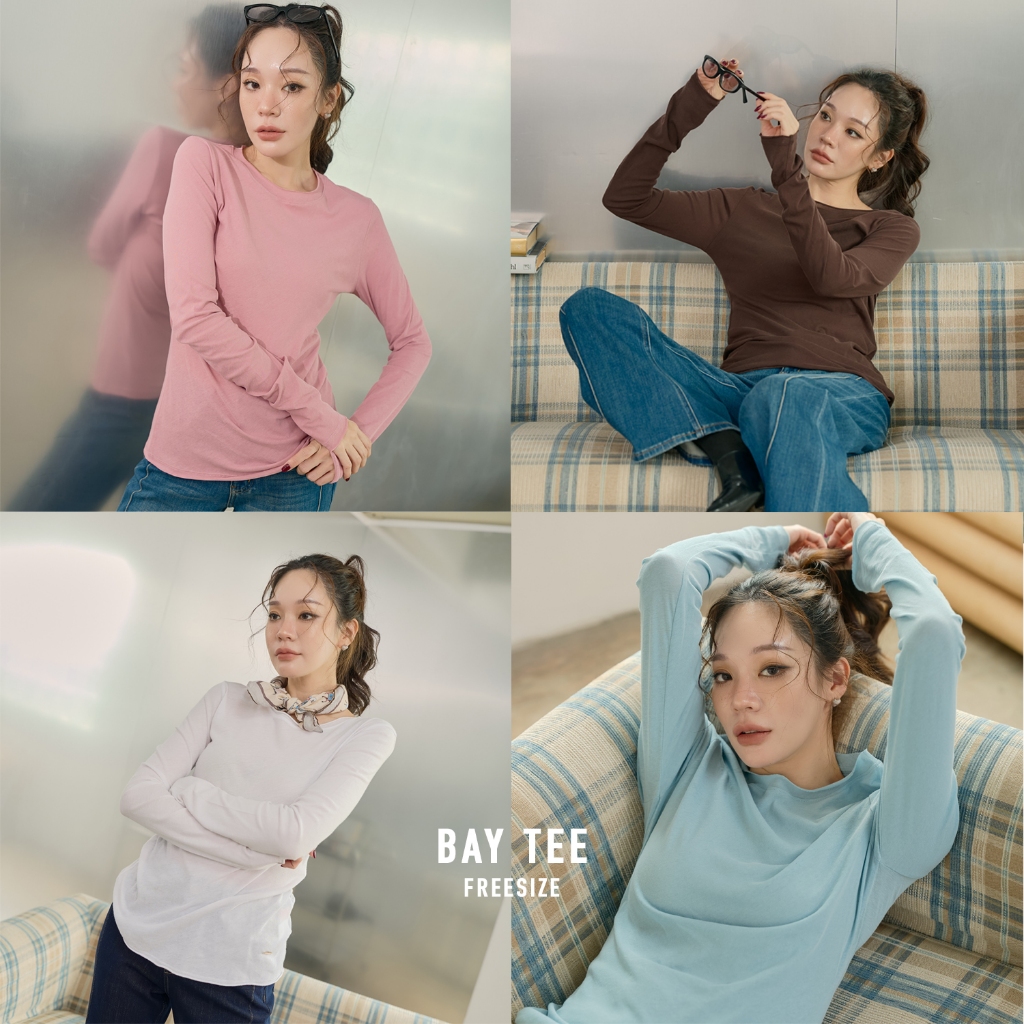 [BAY TOP] แขนยาวผ้ายืดที่ใส่แล้วดูเพรียว มีการเก็บช่วงเอวให้ได้รูป เนื้อไม่หนา ใส่แล้วไม่ร้อน จะชิคในออฟฟิตก็เลิศ ใส่ไปเ