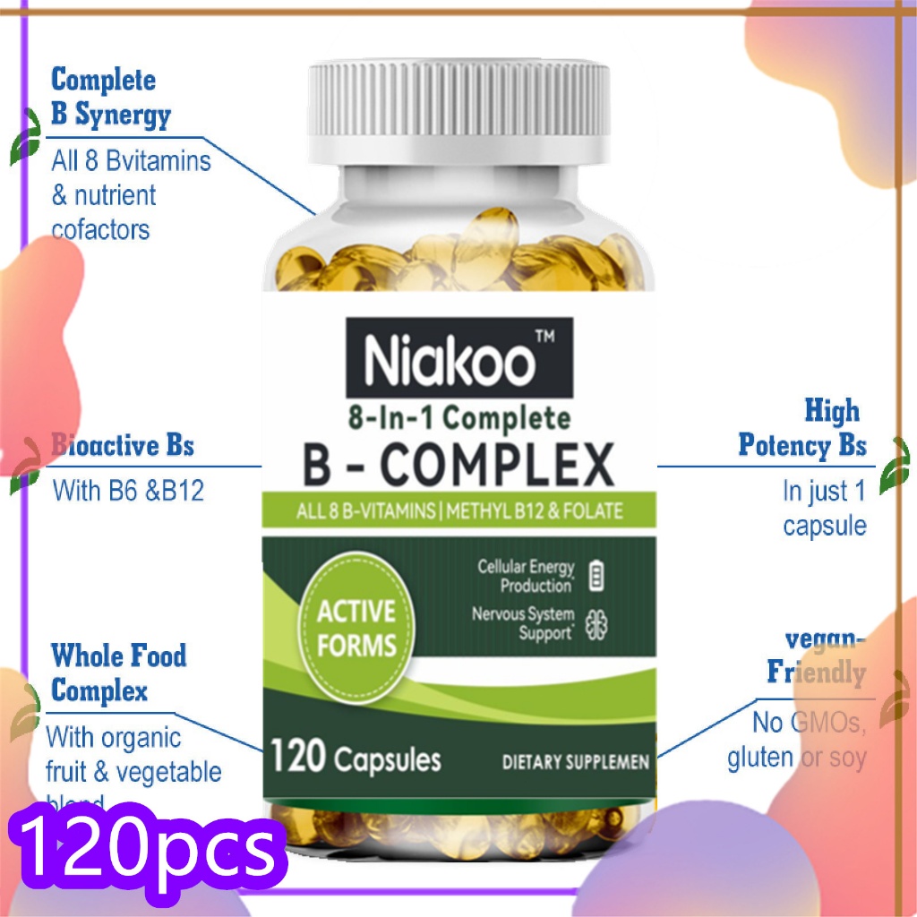 8-in-1 Vitamin B Complex Capsules - วิตามินบีคอมเพล็กซ์ - การผลิตพลังงานของเซลล์ | 120pcs - รูปที่ 4