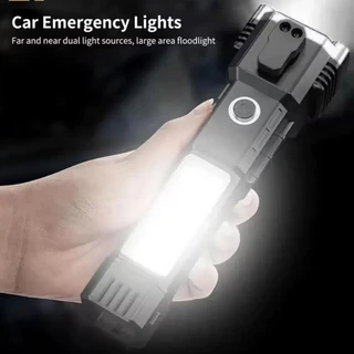‌ไฟฉาย LED พลังสูง สว่างจริง! กันน้ำ-ชาร์จมือถือ-ค้อนทุบกระจก (แม่เหล็กดูด ใช้ 4-5ชม.)