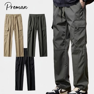 Proman กางเกงทำงานผู้ชาย ลำลองใส่สบาย แบบบางระบายอากาศ เอวยา…