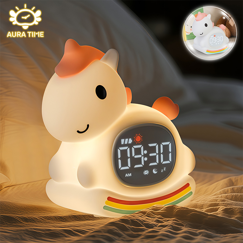 รุ่นพิเศษ】นาฬิกาปลุกซิลิโคน ไฟ LED รูปสัตว์น่ารัก ชาร์จ USB ตกแต่งข้างเตียงเด็ก เหมาะสำหรับของขวัญวันเกิดและตกแต่งห้องนอ