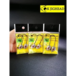 OK JIGHEAD L-Slim Jig เบ็ด Mustad หัวจิ๊กตาหวาน ทรงสลิม สำหรับเหยื่อยาง (3.5g - 15g) L-Slim Jighead 2X/3X
