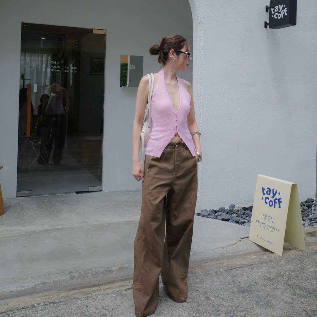 Amuse Bkk - Olive Straight Pants (ส่งต่อ) สี Cocoa Size S