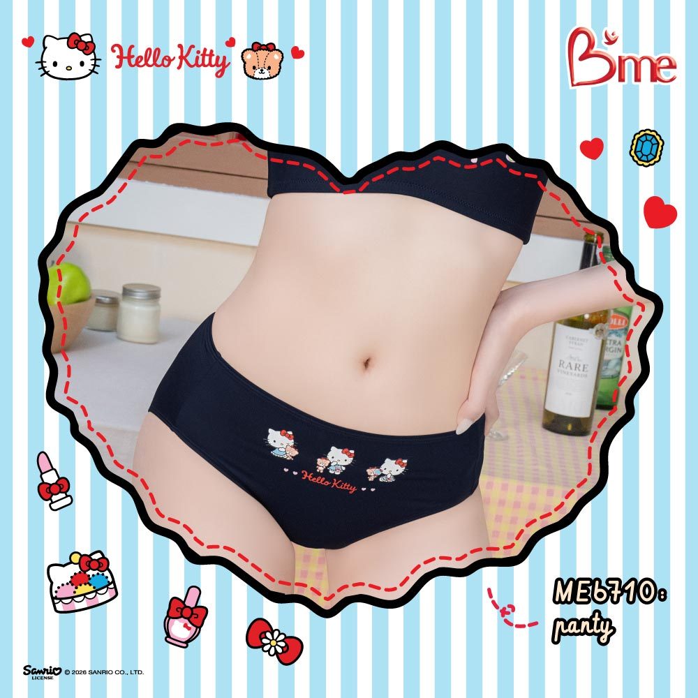 B'me กางเกงในเอวกลาง รุ่น ME6710(Hello Kitty)ดำ กรม ม่วง ชมพูอ่อน ครีม ฟ้า โอลด์โรส ชมพูพาสเทล เข้าค