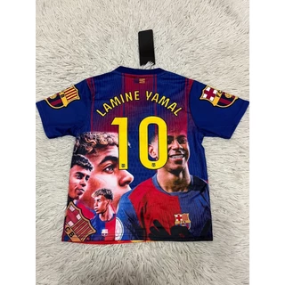 ชุดบอลเด็กโต สโมสรบาร์เซโลน่าNO10ชื่อลามีน ยามาล ปี2025ใหม่ล่าสุด เสื้อ+กางเกง