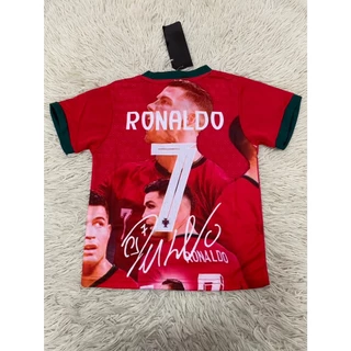 เสื้อบอลเด็กลายโปรตุเกสเบอร์7ชื่อโรนัลโด้ ใหม่ล่าสุด เสื้อพร้อมกางเกง ราคาถูก