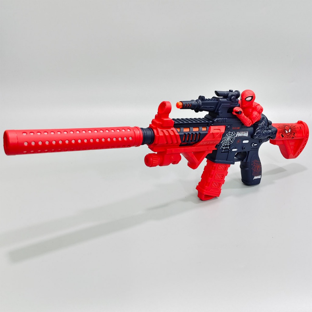 BKLTOY ปืนของเล่นเด็ก สไปเดอร์แมน ใส่ถ่าน มีเสียงและไฟกระพริบ TF6703-4