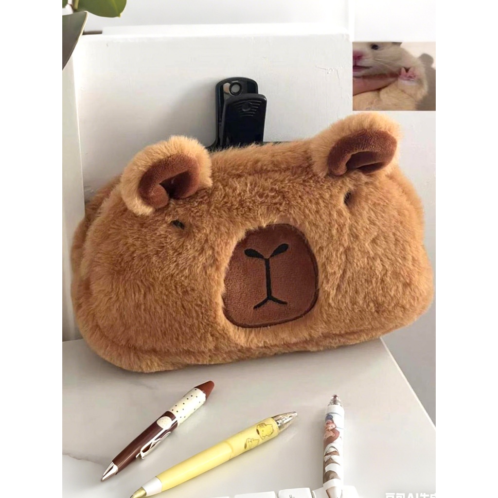 กล่องเก็บเครื่องเขียนคาปิบาร่า กระเป๋าดินสอ ผ้าสักหลาด แบบนิ่ม ขนาดใหญ่ จุของได้เยอะ ลายหมี สไตล์เกาหลี - รูปที่ 3