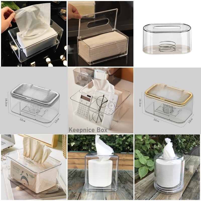 กล่องใส่กระดาษทิชชู่ อะคริลิคใส กล่องใส่แมสก์ สไตล์มินิมอล