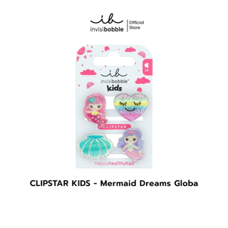 invisibobble กิ๊บหนีบผม กิ๊บติดผม ถนอมเส้นผม รุ่น Clipstar Kids Mermaid Dreams Global ( 1 กล่องบรรจุ 4 ชิ้น)
