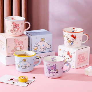 【ของแท้】Sanrio แก้วเซรามิก 340ml แก้วกาแฟลายการ์ตูน ลายน่ารัก กล่องสวย ของขวัญวันเกิด ถ้วยมีหู