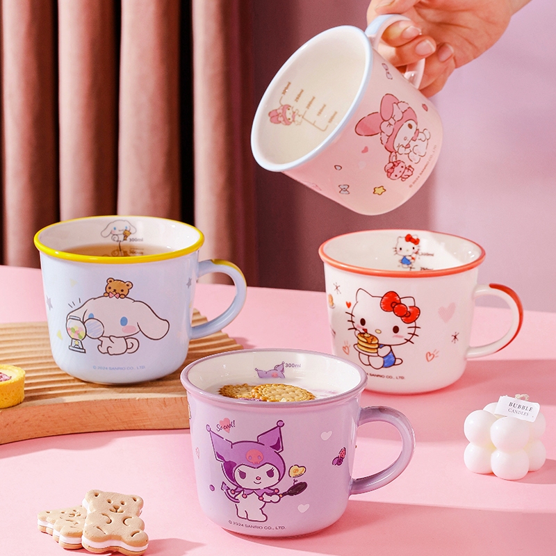 【ของแท้พร้อมส่ง】Sanrio แก้วนม แก้วกาแฟ 340ml ลายน่ารัก สีสดใส มีขีดวัด เหมาะเป็นของขวัญ - รูปที่ 5