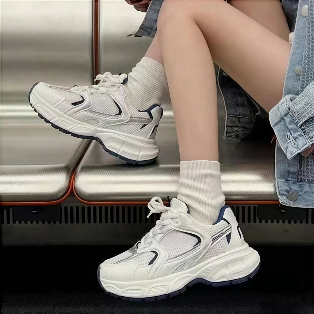 สินค้าสปอต ระบายอากาศได้รองเท้าผ้าใบ รองเท้าผ้าใบแฟชั่นผู้หญิง พื้นหนากันลื่น ผ้าตาข่าย รองเท้าวิ่ง - รูปที่ 2