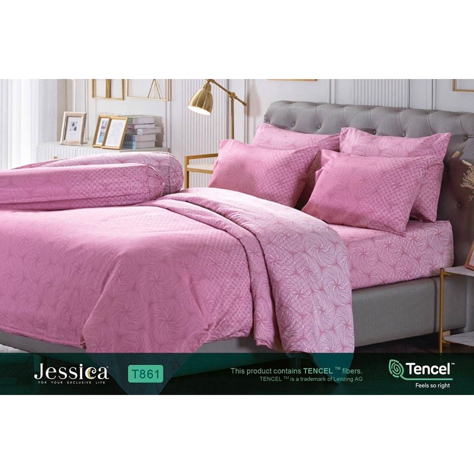 [New] T861 Jessica Tencel ทอ 500 เส้น ชุดผ้าปูที่นอน 6 ฟุต รวมผ้าห่ม ยี่ห้อ เจสสิก้า รุ่น Tencel
