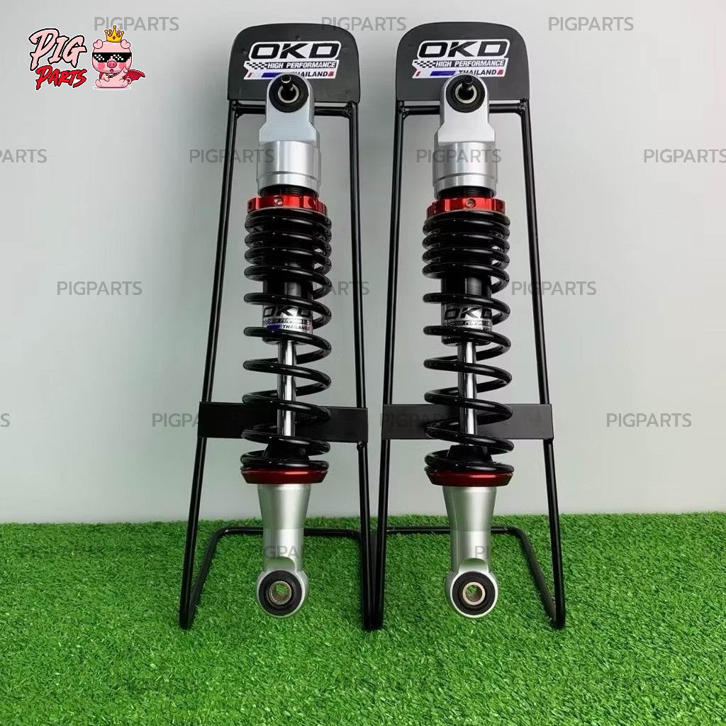 โช๊คOKD WAVE (ใส่ WAVE ปี 2019-2026 หูบนยาว+หูล่างหลบบังโซ่ ) รุ่น Advance  okd thailand โช๊คokd เวฟ/pigparts