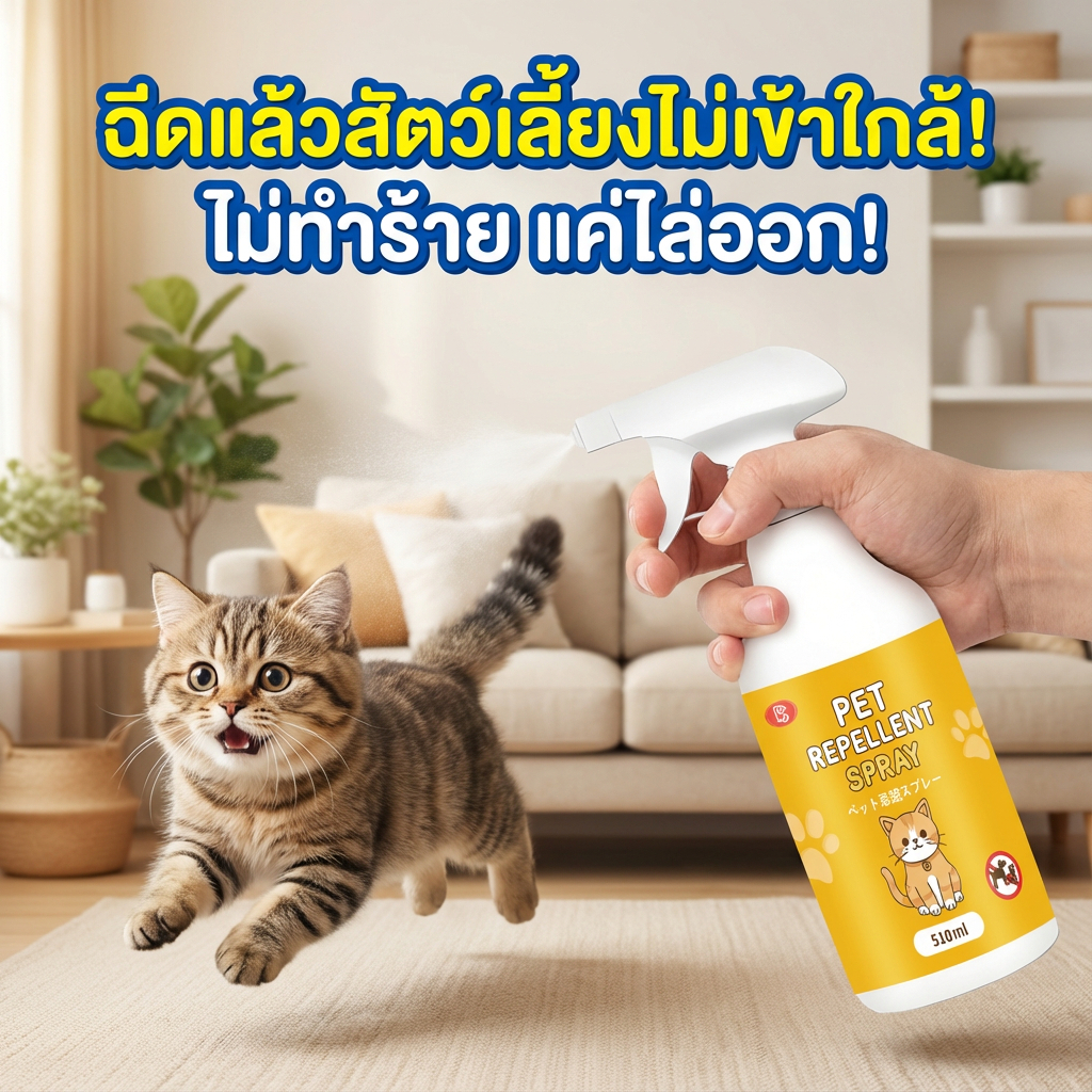 ไล่แมวแรง! สเปรย์ไล่แมว ไล่แมว ยาไล่แมว ไล่หมา ป้องกันสัตว์เลี้ยงฉี่ผิดที่ ปลอดภัย ไร้สารพิษ!