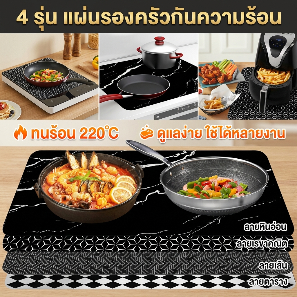 แผ่นซิลิโคนพิเศษ สำหรับเตาแม่เหล็กไฟฟ้า ทนอุณหภูมิ ป้องกันการเปรี้ยว กันน้ำและกันลื่น