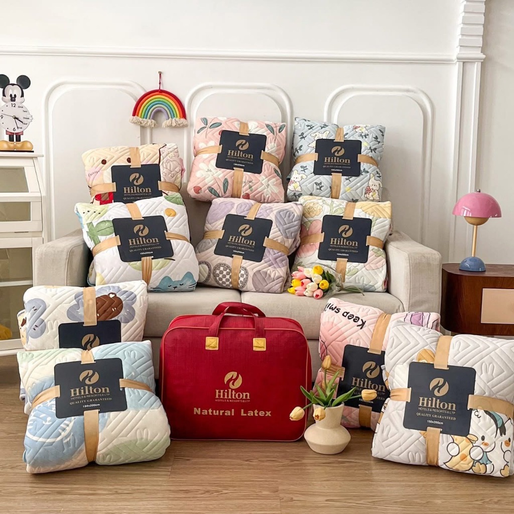 ผ้าปูที่นอนยางพารา Cool ❄️ [ Hilton ] รัดมุม 360 องศา ลายการ์ตูน ผ้านุ่มลื่น เกรดพรีเมี่ยม ผ้าปูที่น