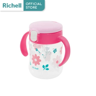 Richell(ริเชลล์) MUGOOD! strawcup ลายใหม่ แก้วหัดดื่มกันสำลัก คว่ำไม่หก ตกไม่แตก ขนาด 200ml
