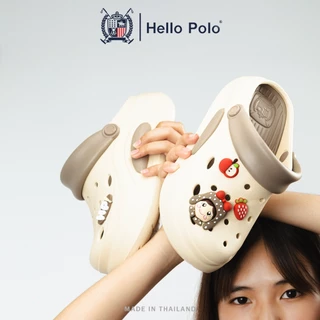 Hello Polo รองเท้ารัดส้นผู้หญิง กันลื่นและทนทาน ใส่สบาย ระบายอากาศดี ส้นสูง 5.5 ซม พื้นนุ่ม พร้อมการ์ตูนน่ารัก HP8059