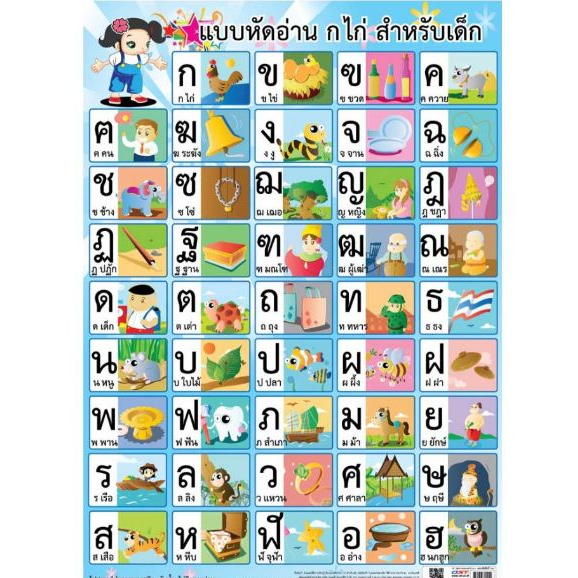 โปสเตอร์หัดอ่าน แบบหัดอ่าน ก-ฮ EQ115 ก ไก่-ฮ นกฮูก รูปที่ 2