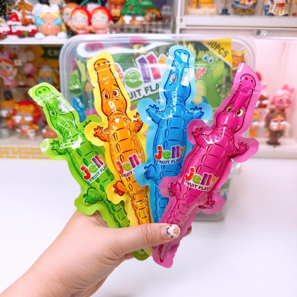 เยลลี่พุดดิ้ง เจลลี่ จระเข้ 4 สี น้ำหวานผลไม้ ( 1 กล่อง 30 ชิ้น )