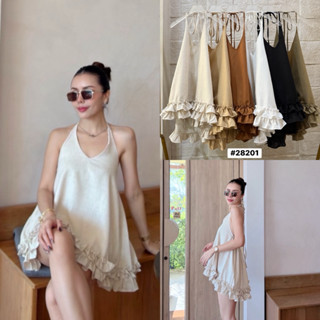 T28201เสื้อลินินสายเดี่ยวคล้องคอ