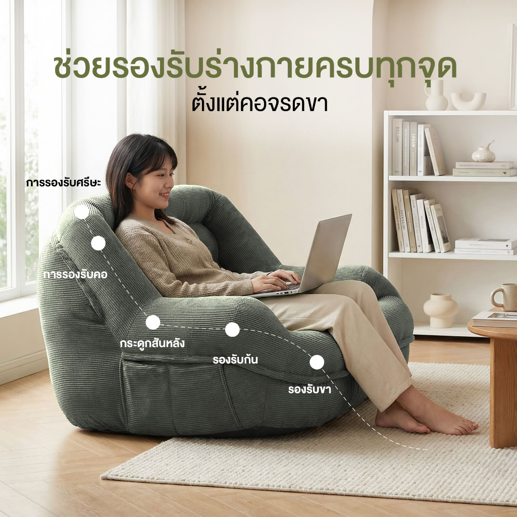 Bean Bag บีนแบคโซฟาเม็ดโฟม โซฟานอนเล่น พร้อมเม็ดโฟม โรงงานไทย รับผลิตบีนแบค รุ่นโมริ Mori - รูปที่ 2