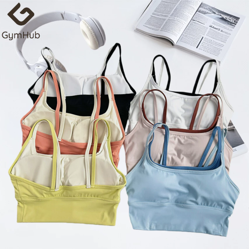 GymHub ยกทรงกีฬาสายเดี่ยวสำหรับโยคะและพิลาทิส ป้องกันการกระแทก เสริมความเฟิร์ม ระบายอากาศดีและหลังสวย