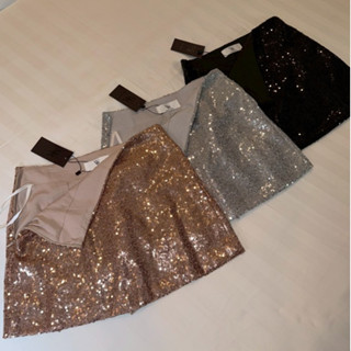 Shine skirts - กระโปรงปักเลื่อมทรงเอ  มีซิปซ่อนด้านข้าง เก็บ…