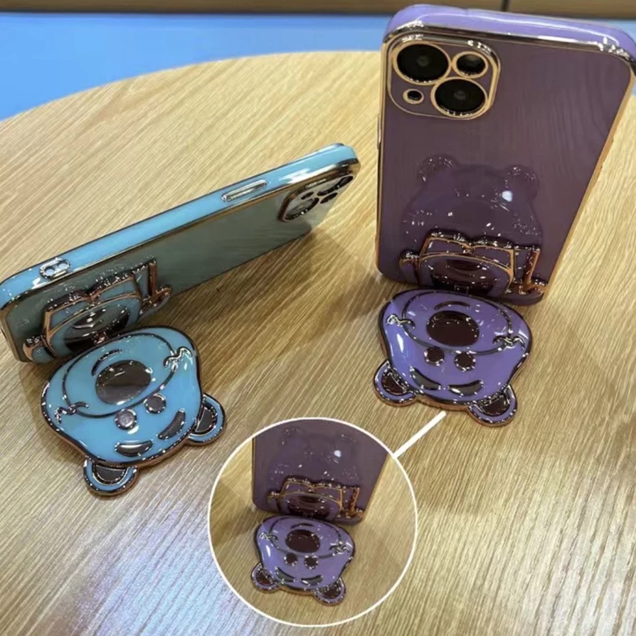 จากไทย เคสขาตั้ง สำหรับ Samsung A06 A07 A08 A05 A04 A03 ลาย หมีล็อตโซ่ กระจก แต่งหน้า ตั้งได้