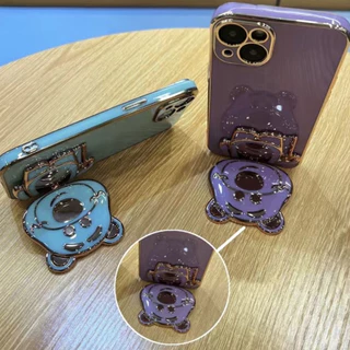 จากไทย เคสขาตั้ง สำหรับ Samsung A06 A07 A08 A05 A04 A03 ลาย หมีล็อตโซ่ กระจก แต่งหน้า ตั้งได้